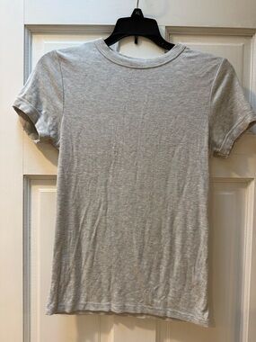 Joah Brown Light Gray Ribbed short sleeve top